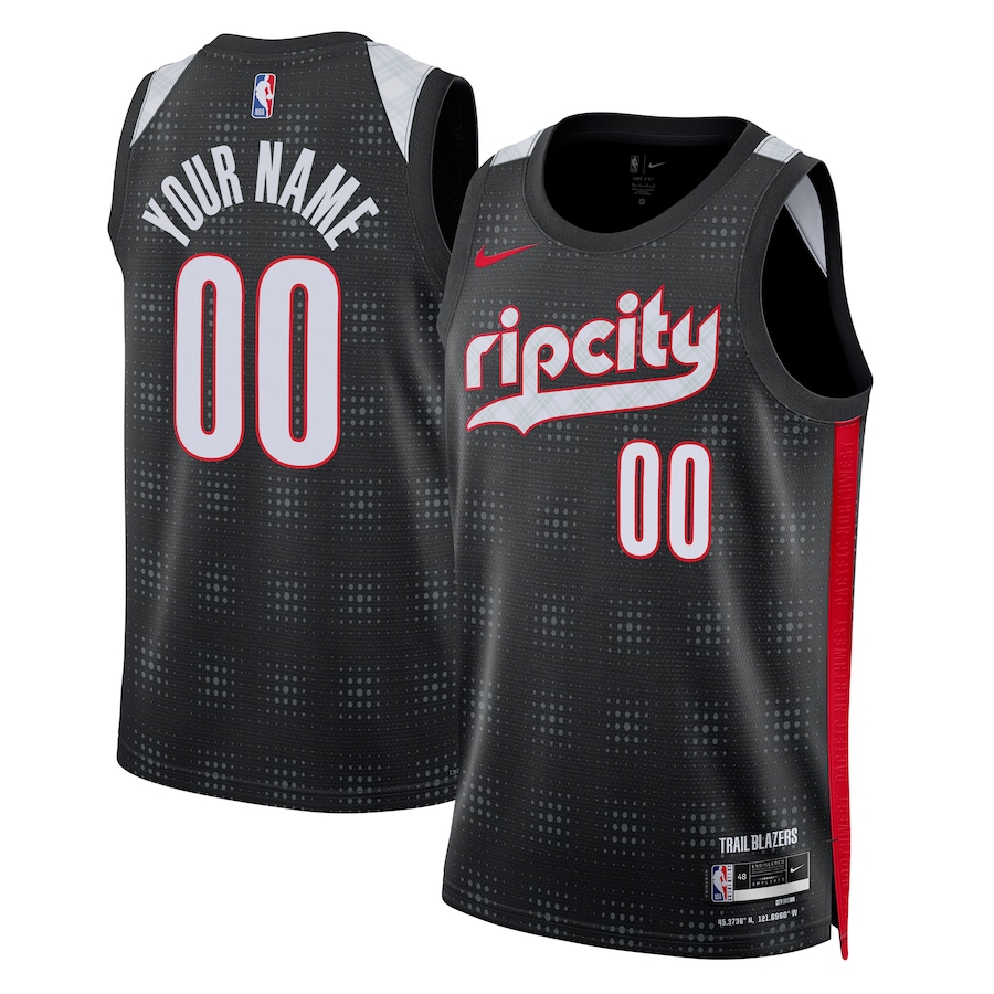 Men Portland Trail Blazers Nike Black City Edition 2024-25 Custom Swingman NBA Jersey->youth nba jersey->Youth Jersey